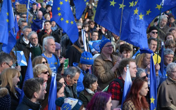 Edinburgh, Scotland - March 24 2018: March for Europe, pro-EU, anti-Brexit march and rally