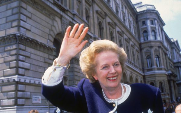 British Prime Minister Margaret Thatcher outside 10 Downing Street, London, on general election day, 11th June 1987. The vote resulted in the third consecutive victory for Thatcher's Conservative Party.