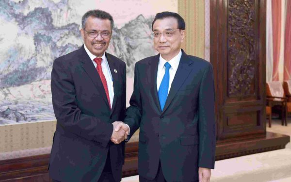 WHO director-general Dr. Tedros Adhanom Ghebreyesus, who decided name of Omicron variant, meets Chinese Premier Li Keqiang meets Chinese Premier Li Keqiang