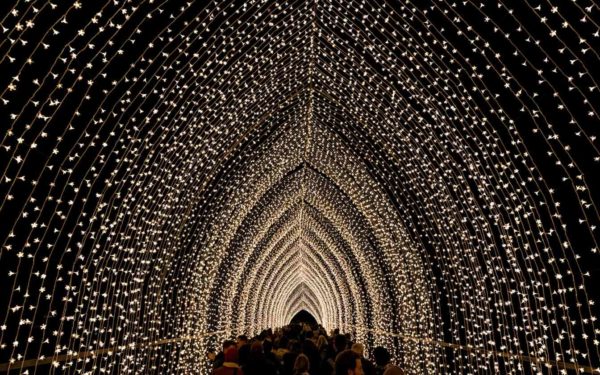 Kew Gardens, London - December 6 2018 Cathedral of Light for Christmas
