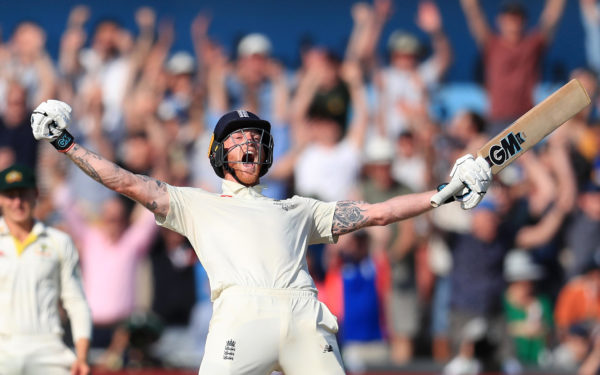 England's Ben Stokes celebrates winning the third Ashes Test match at Headingley, Leeds.