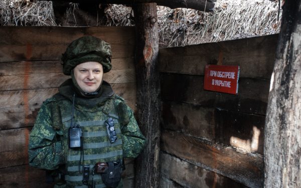 Pro-Russian officer from the Donetsk People's Republic in the Yasne village area, Donbas, Ukraine