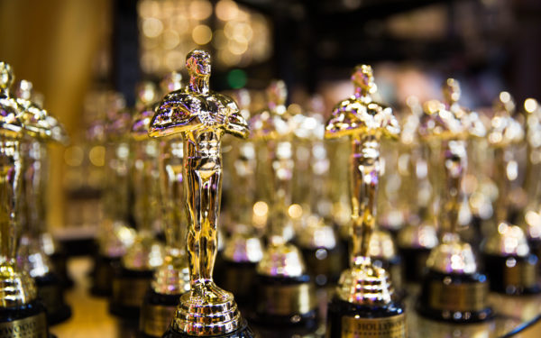 Oscar award. Hollywood, CA/ USA - July 26, 2018: Oscar golden awards in a souvenir store on Hollywood Boulevard - Academy Awards