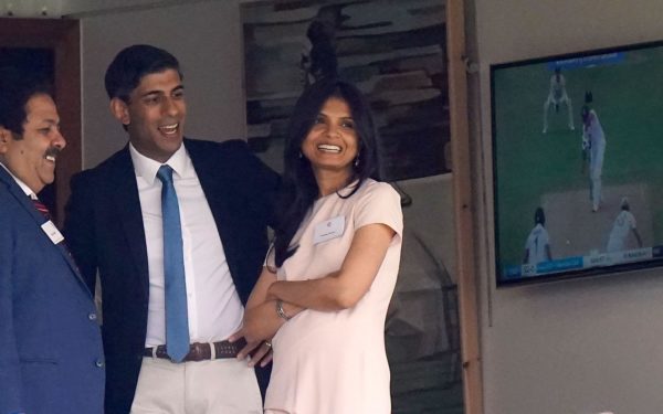 Chancellor of the Exchequer Rishi Sunak and his wife Akshata Murthy in the stands during day one of the cinch Second Test match at Lord's, London. Picture date: Thursday August 12, 2021.