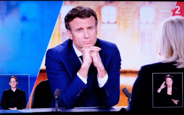 Macron during debate with Le Pen