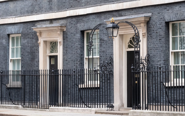 London UK, May 2019. Exterior of 10 Downing Street.