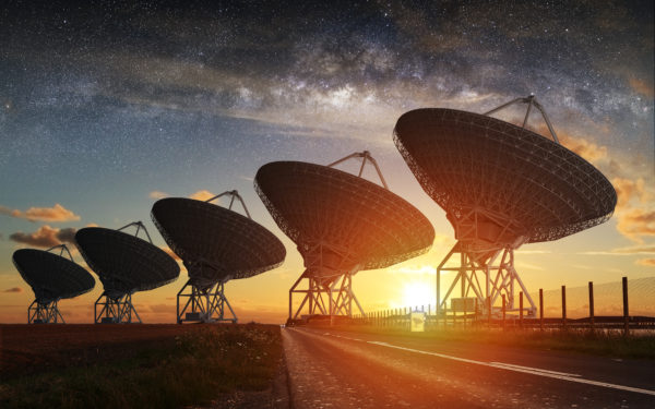 A line of radio telescopes used in the Search for Extraterrestrial Intelligence (SETI)