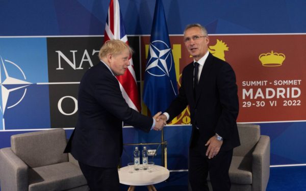 Secretary General Jens Stoltenberg and Boris Johnson at the NATO summit