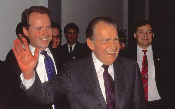 Washington, DC. USA, 1990 Former President Richard Milhous Nixon. Along with Congressman David Dreier (R) CA. who was escorting him around capital hill that day.