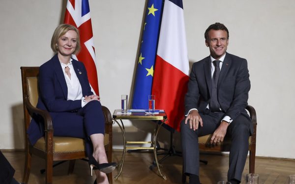 Liz Truss, PM of Britain, and Emmanuel Macron, President of France in Prague