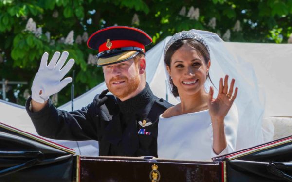 Prince Harry and Meghan Markle on their wedding day in London.