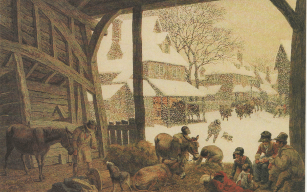 A Village Snow Scene by Robert Hills, 1819