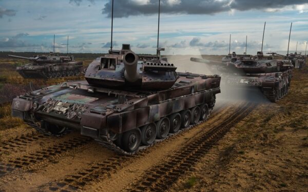 Szczecin, Poland-February 2022: German main battle tank, the Leopard 2A7.3D
