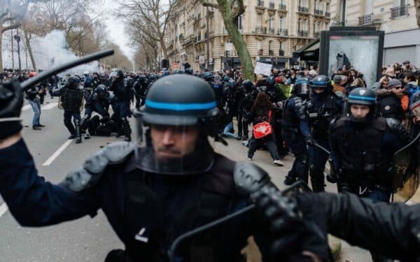 Police intervention during demonstrations in Paris.