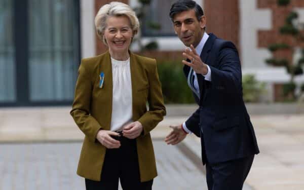 The Prime Minister Rishi Sunak welcomes the President of the European Commission Ursula von der Leyen to Windsor to discuss the Northern Ireland talks. Picture by Simon Walker / No 10 Downing Street