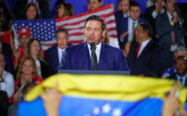 MIAMI, FLORIDA / UNITED STATES - FEBRUARY 25, 2019: Florida Governor Ron DeSantis, speaks at Florida International University about the ongoing crisis in Venezuela.