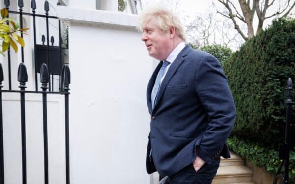 Former British Prime Minister Boris Johnson leaves his London home in March 2023.