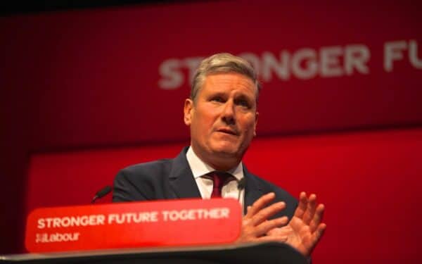 Brighton UK 2021: Sir Keir Starmer giving his speech to the Labour Party Conference
