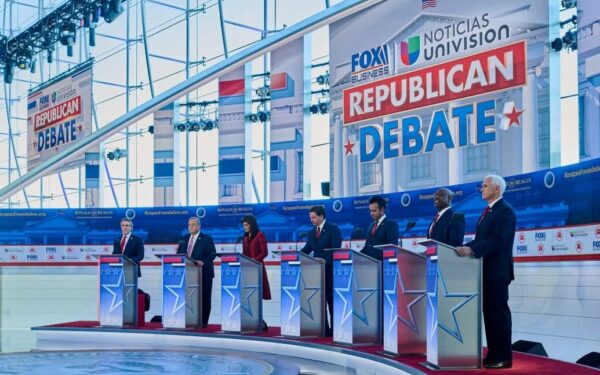 Republican candidates at second debate bar absent Donald Trump