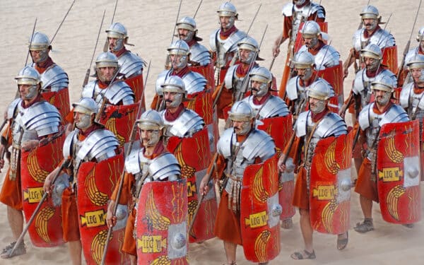 A Roman army reenactment in Jerash, Jordan (via meunierd/ Shutterstock)