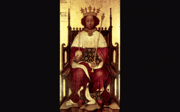 Unknown Artist Portrait of Richard II (c. 139), linseed oil tempera on gilt plaster 84 x 43 in., Westminster Abbey