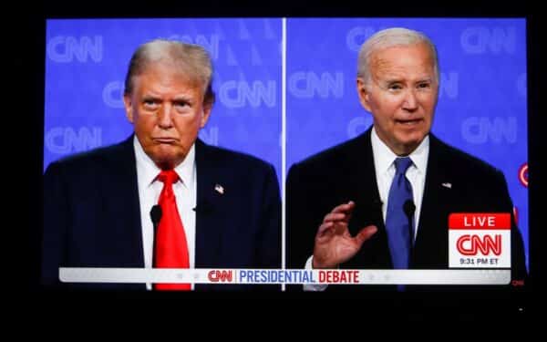 the first presidential debate between US President Joe Biden and former President Donald Trump in the CNN studio in Atlanta