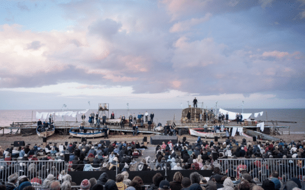 Performance of Peter Grimes on Aldeburgh Beach at Aldeburgh Festival (via Britten Pears Art)