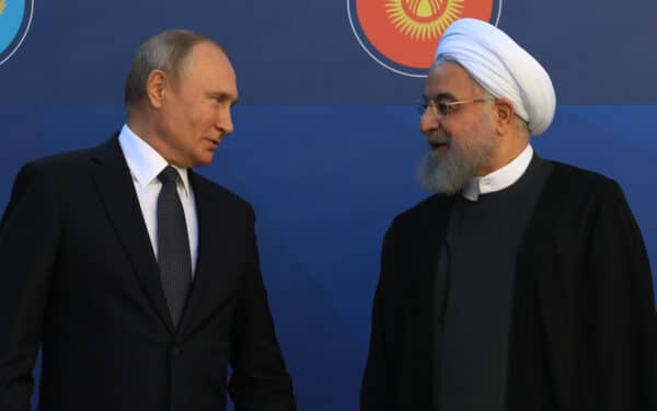 Putin meets with former Iranian President Rouhani, 2019 (Gevorg Ghazaryan via Shutterstock)