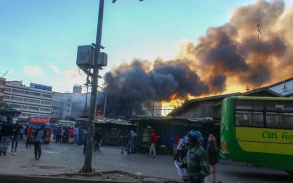 Bus Station, Nairobi, Kenya - June 25, 2024: Aftermath of Protesters protesting against Tax Hikes.