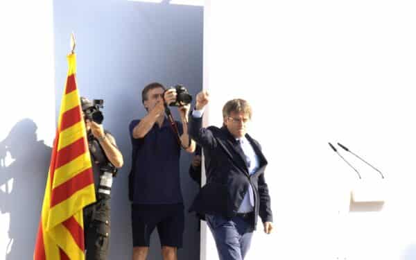 Carles Puigdemont delivers speech on his return to Barcelona, Catalonia, Spain, after seven years in exile