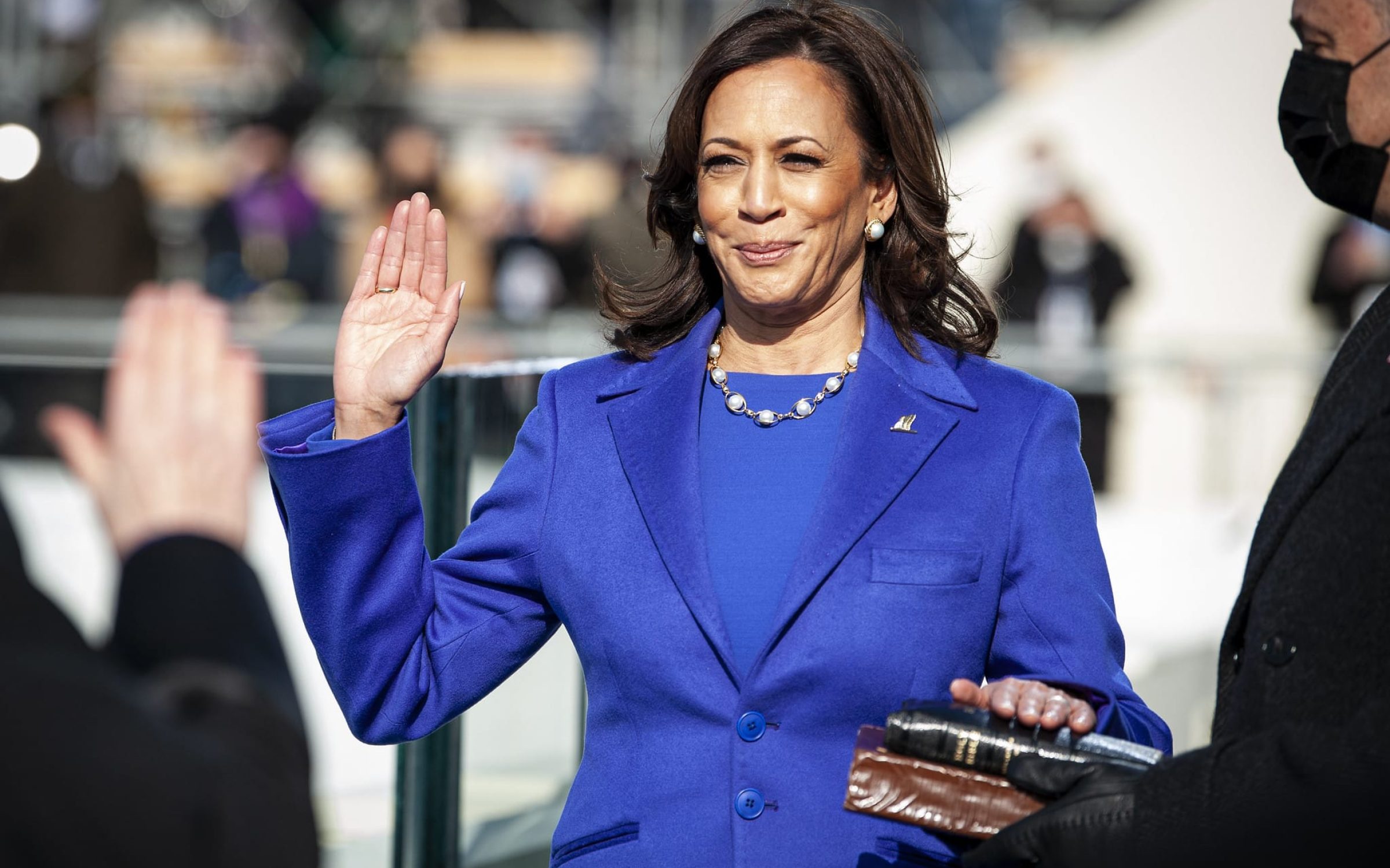 Kamala Harris (via Kevin Tanenbaum/ GPA)