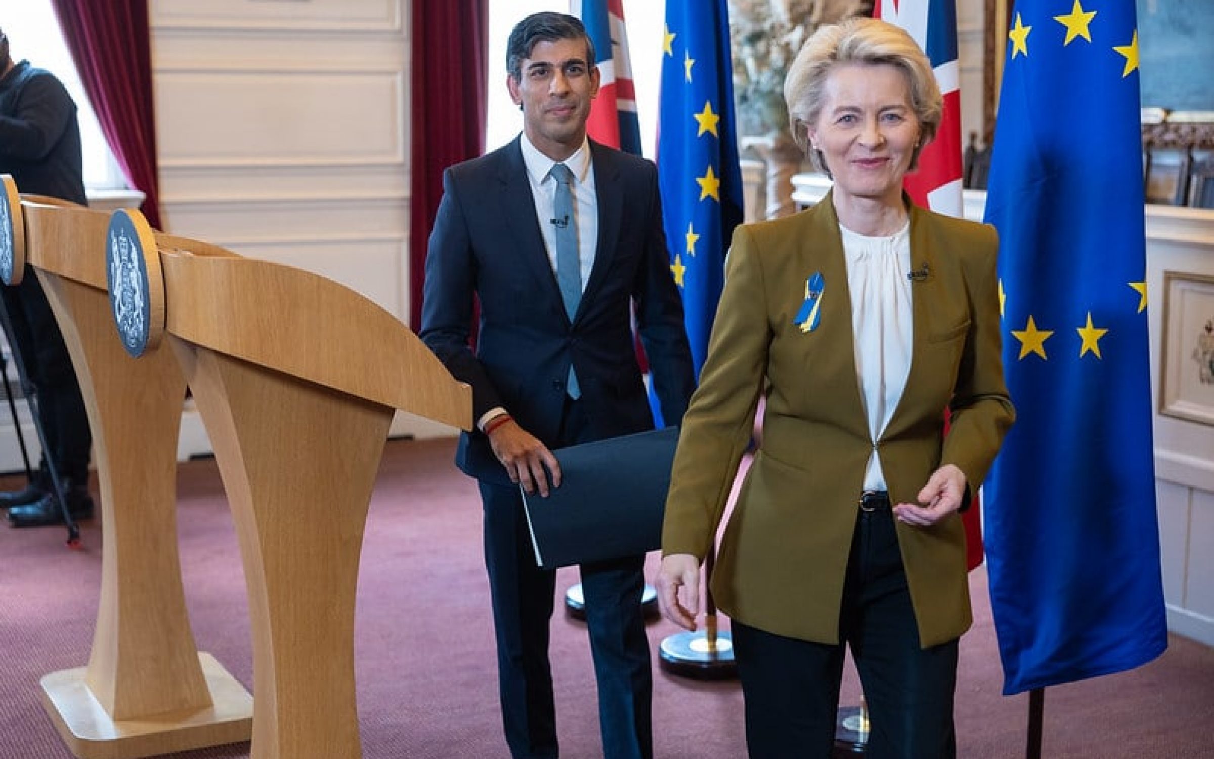 27/02/2023. Windsor, United Kingdom. The Prime Minister Rishi Sunak holds a joint press conference with the President of the European Commission Ursula von der Leyen in Windsor Guildhall.