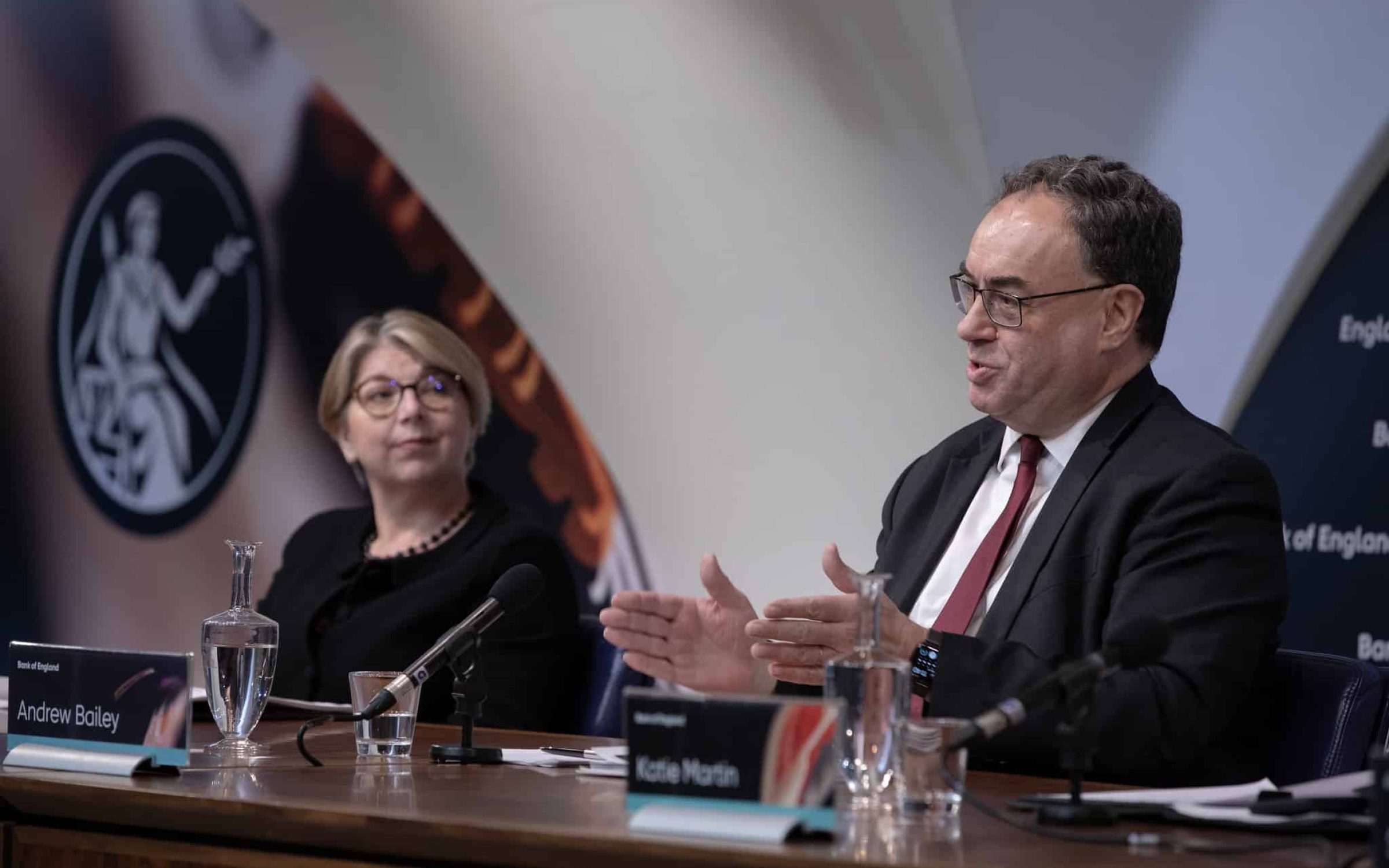 Andrew Bailey, Governor of the Bank of England with Sarah Breeden, Deputy Governor of Financial Stability, Britain's central bank (via Bank of England Flickr)