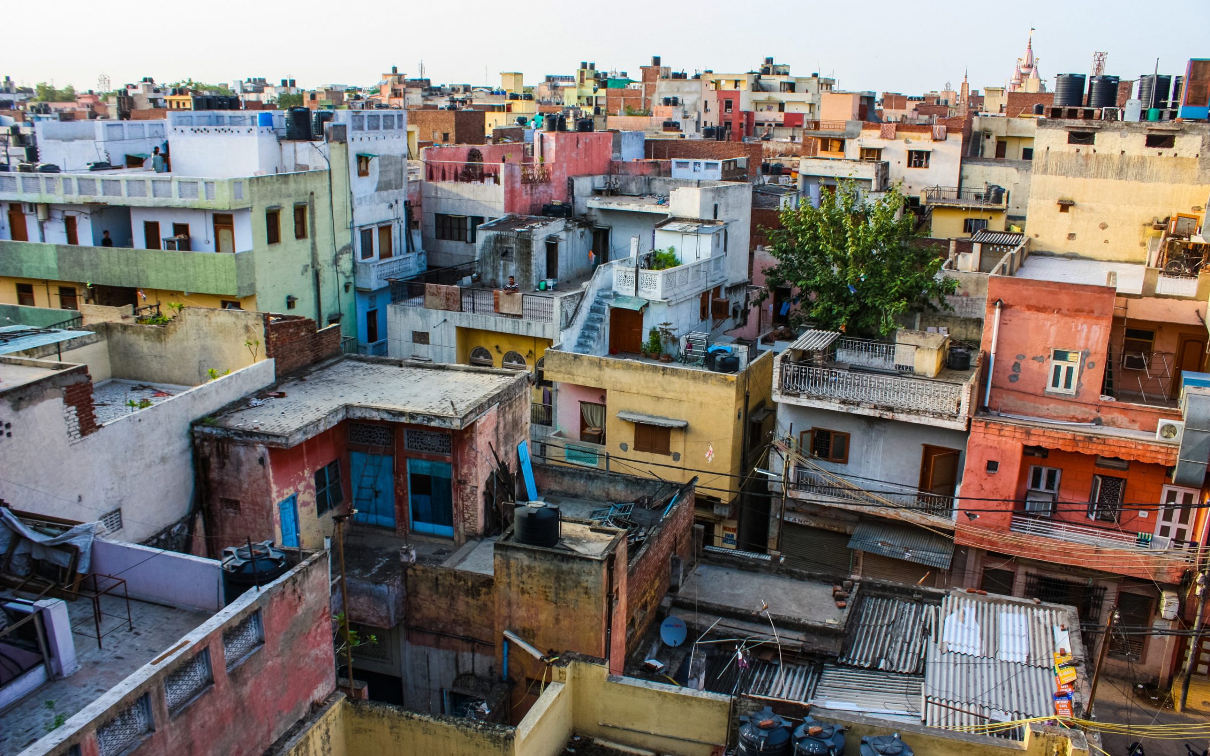 Rooftops in Delhi, India.