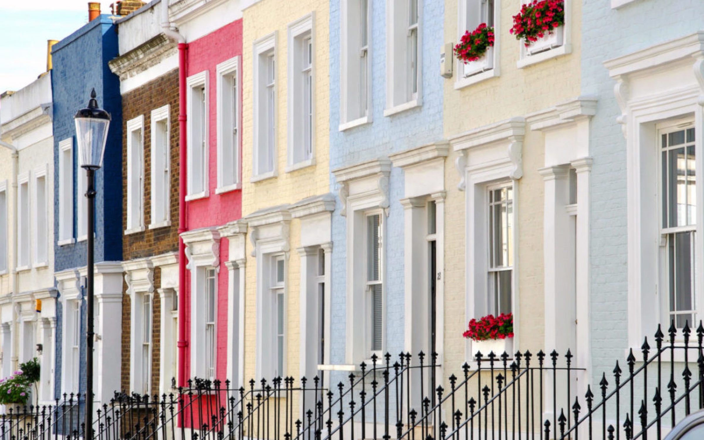 interest rate rise -Terraced houses, Hillgate Place, Kensington, London Borough of Kensington and Chelsea, Greater London, England