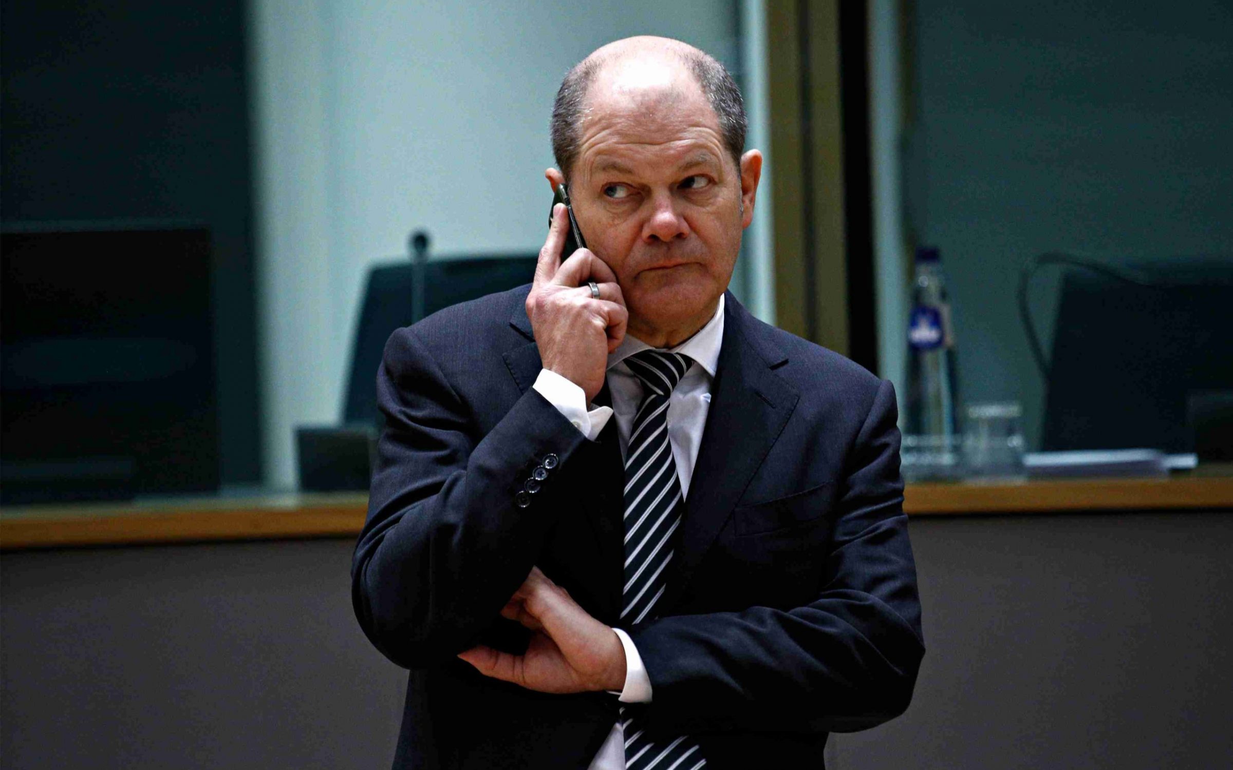 Finance Minister of Germany Olaf Scholz attends in an Eurogroup finance ministers meeting at the EU headquarters