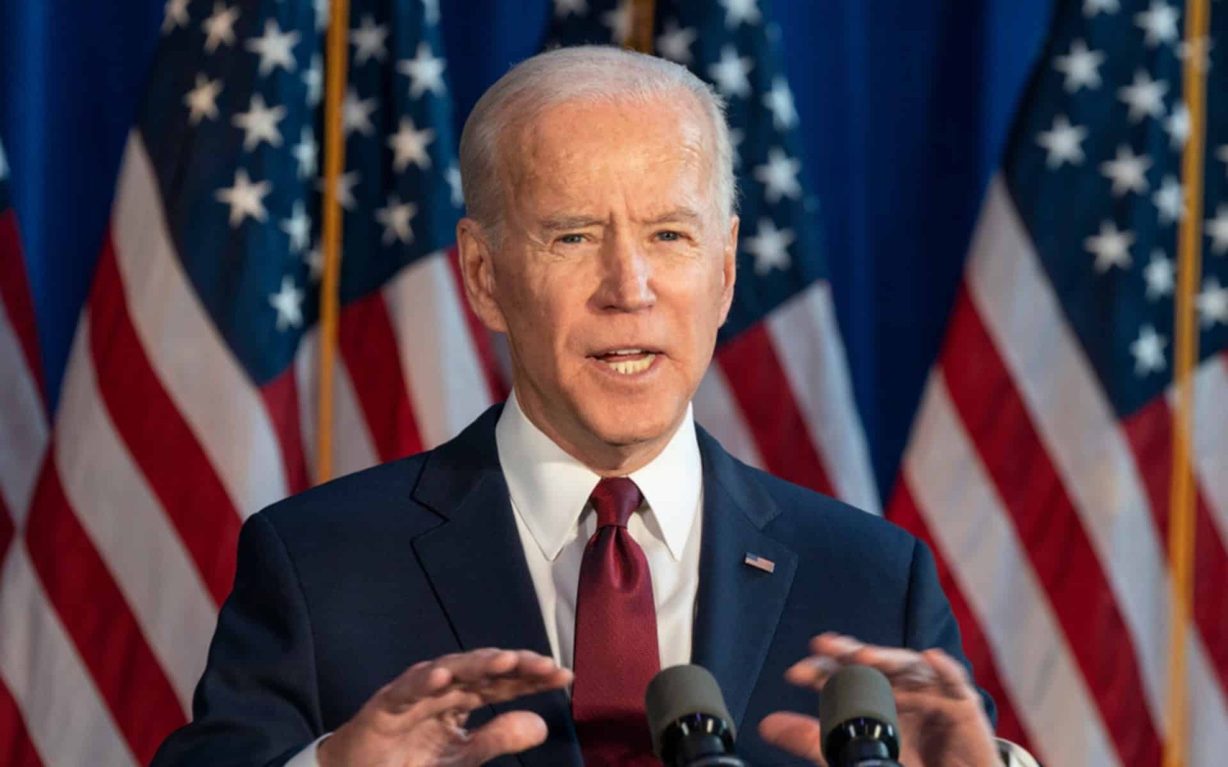 New York, NY - January 7, 2020: Former Vice President & Democratic hopeful Joe Biden made foreign policy statement at Current on Pier 59