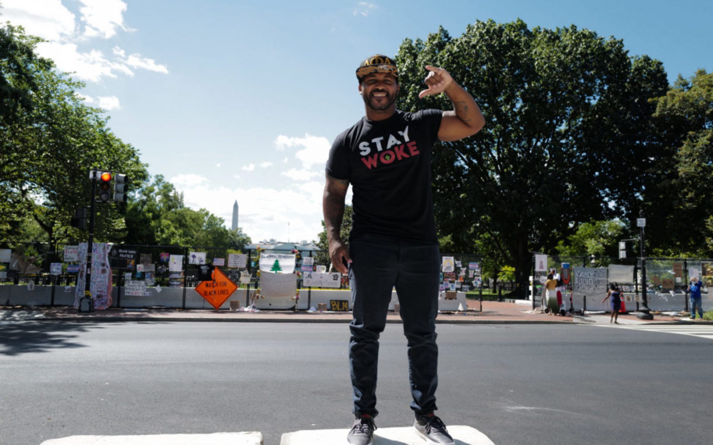 Washington, DC – July 30, 2020: Various protest signs at the ongoing Black Lives Matter Plaza in Washington.