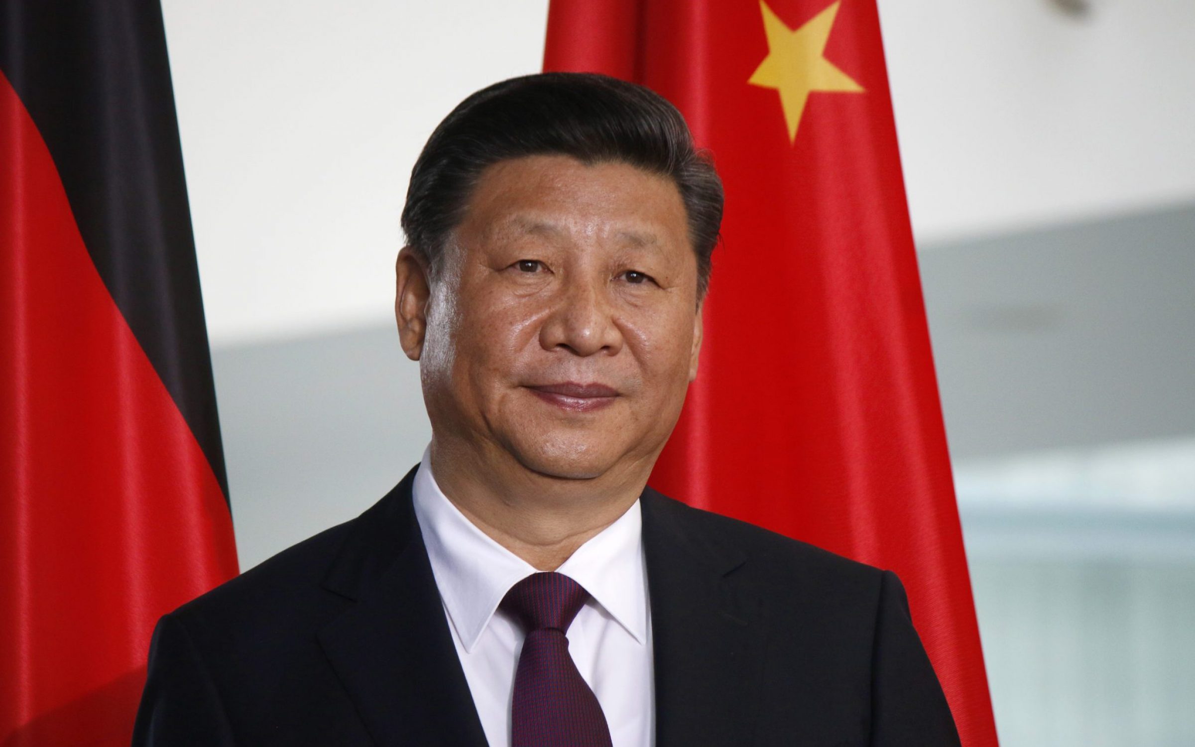 China leader President Xi Jinping at a press conference after a meeting with the German Chancellor in the Chanclery in Berlin.