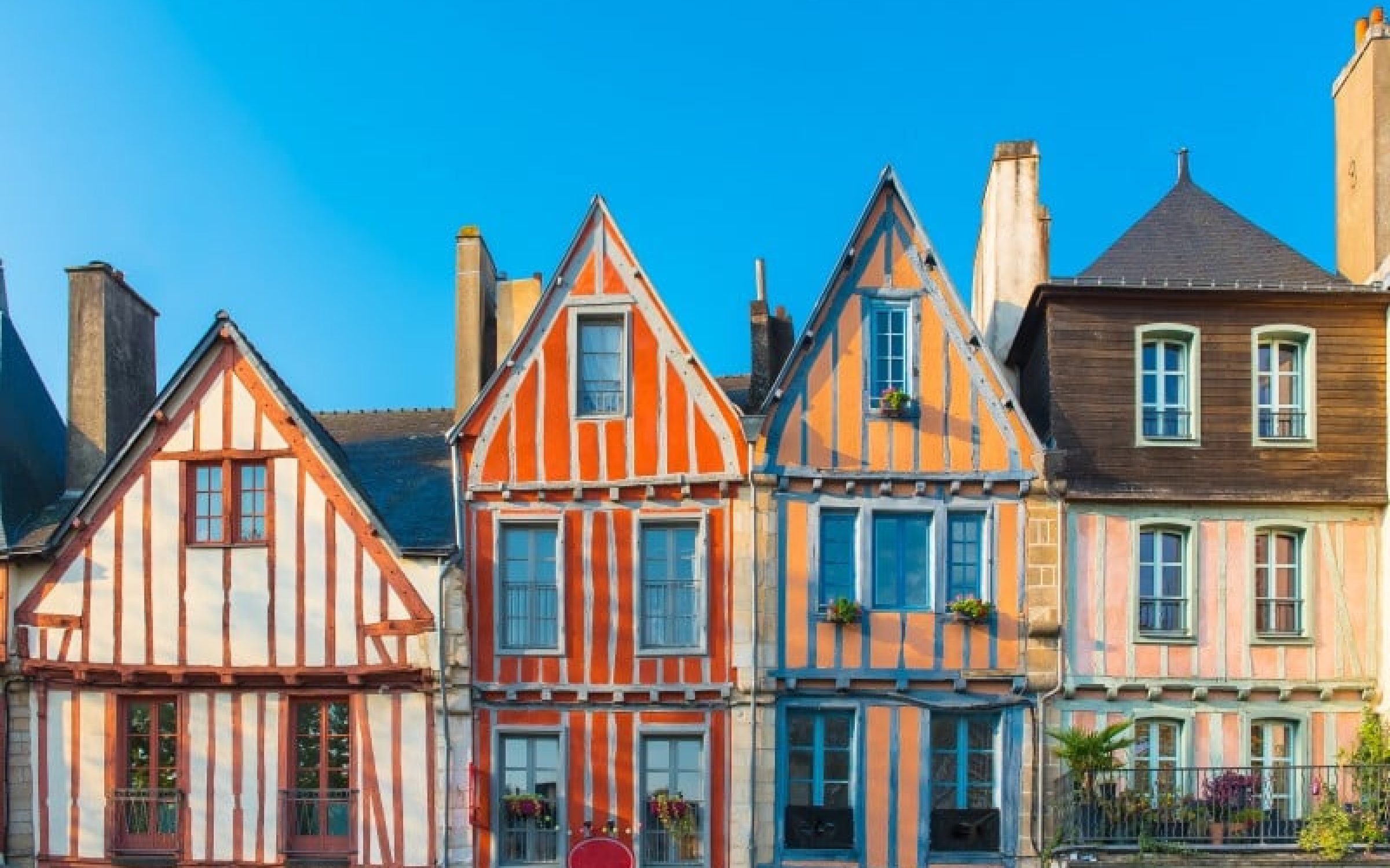 Vannes, beautiful old half-timbered houses, magnificent town in Brittany