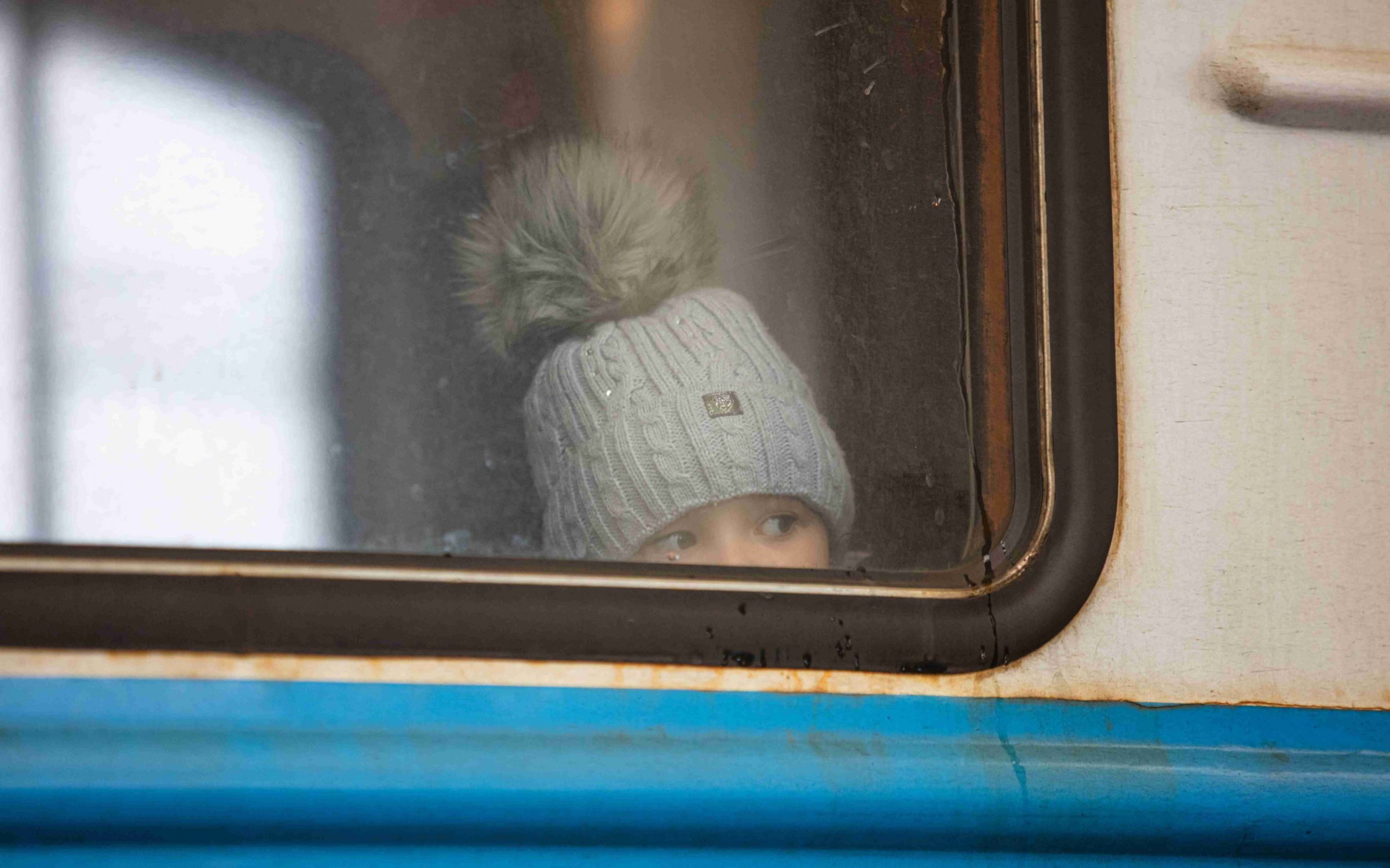 Child on train in Russia